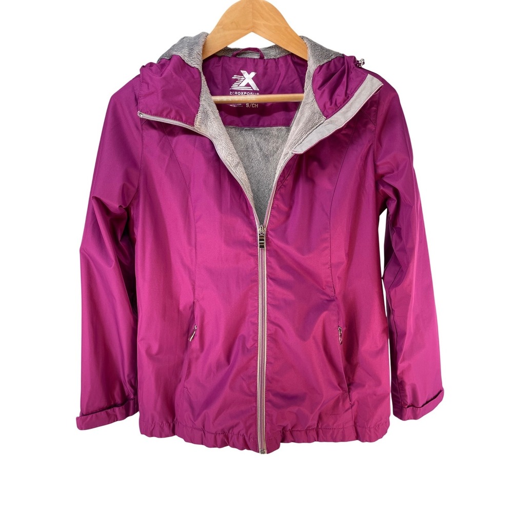 ZeroXposur Womens Purple Hooded Windbreaker Fleece Lined‎ Jacket Small RN117732